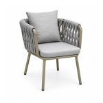 YMX-L-004 Outdoor Thick Grey Rope Cushioned Armchair left 45 view