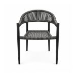 YMX-L-005 Outdoor Black Open-Back Rope Armchair front view