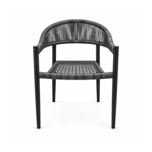 YMX-L-005 Outdoor Black Open-Back Rope Armchair front view