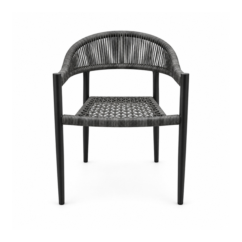YMX-L-005 Outdoor Black Open-Back Rope Armchair