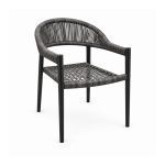 YMX-L-005 Outdoor Black Open-Back Rope Armchair left 45 view