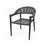 YMX-L-005 Outdoor Black Open-Back Rope Armchair right 45 view