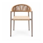 YMX-L-006 Outdoor Tan Rope Curved-Back Armchair front view