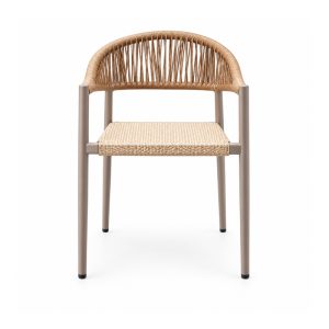 YMX-L-006 Outdoor Tan Rope Curved-Back Armchair front view
