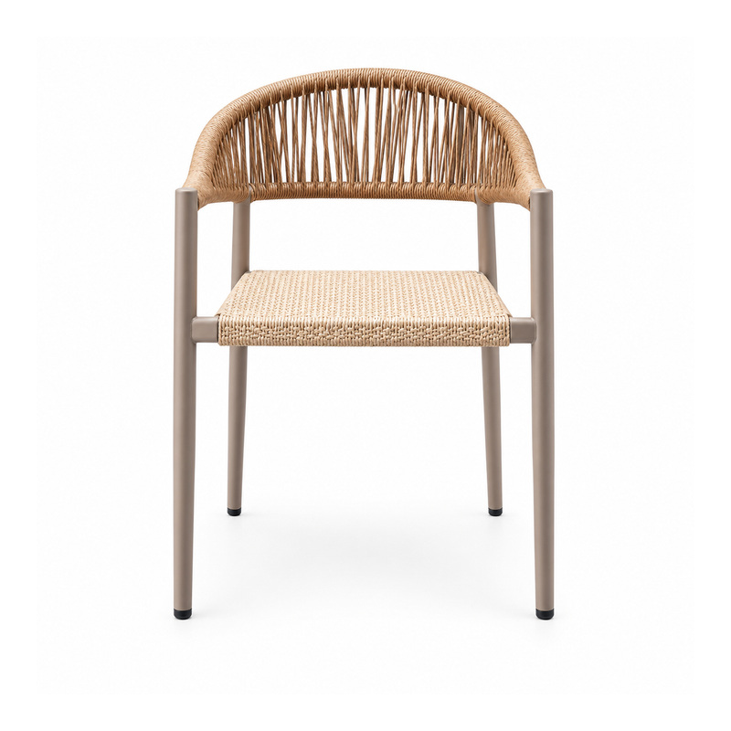 YMX-L-006 Outdoor Tan Rope Curved-Back Armchair