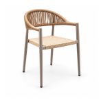 YMX-L-006 Outdoor Tan Rope Curved-Back Armchair left 45 view
