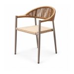 YMX-L-006 Outdoor Tan Rope Curved-Back Armchair right 45 view