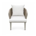 YMX-L-008 Outdoor Grey Rope Armchair with Ivory Cushions front view