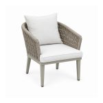YMX-L-008 Outdoor Grey Rope Armchair with Ivory Cushions left 45 view