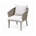 YMX-L-008 Outdoor Grey Rope Armchair with Ivory Cushions right 45 view