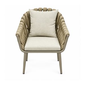YMX-L-009 Outdoor Chunky Rope Cushioned Armchair front view