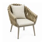 YMX-L-009 Outdoor Chunky Rope Cushioned Armchair left 45 view