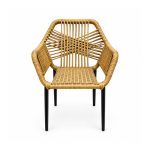 YMX-L-010 Outdoor Tan Geometric Rope Armchair front view