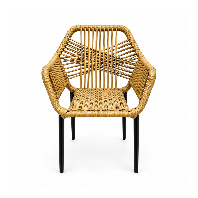 YMX-L-010 Outdoor Tan Geometric Rope Armchair