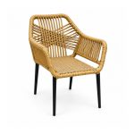 YMX-L-010 Outdoor Tan Geometric Rope Armchair left 45 view