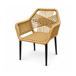 YMX-L-010 Outdoor Tan Geometric Rope Armchair right 45 view