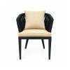 YMX-L-011 Outdoor Black Rope Armchair with Beige Cushions