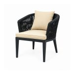 YMX-L-011 Outdoor Black Rope Armchair with Beige Cushions right 45 view