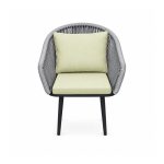 YMX-L-012 Outdoor Grey Bucket-Back Cushioned Armchair front view