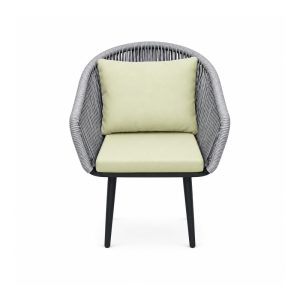 YMX-L-012 Outdoor Grey Bucket-Back Cushioned Armchair front view