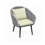 YMX-L-012 Outdoor Grey Bucket-Back Cushioned Armchair left 45 view