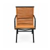 YMX-L-014 Outdoor Wood-Look Slat Armchair with Black Frame