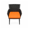 YMX-L-015 Outdoor Black Woven Armchair with Orange Cushion