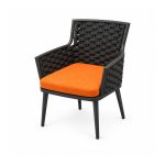 YMX-L-015 Outdoor Black Woven Armchair with Orange Cushion right 45 view