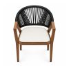 YMX-L-019 Outdoor Black Rope Armchair with Wood-Tone Armrests