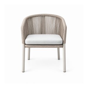 Outdoor Tan Rope Armchair with Cream Frame
