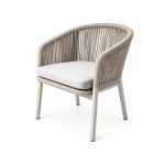 YMX-L-020 Outdoor Tan Rope Armchair with Cream Frame right 45 view