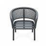 YMX-L-021 Outdoor Grey Woven Armchair with Slatted Seat