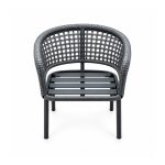YMX-L-021 Outdoor Grey Woven Armchair with Slatted Seat front view