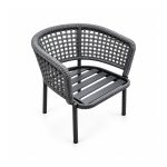 YMX-L-021 Outdoor Grey Woven Armchair with Slatted Seat left 45 view