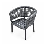 YMX-L-021 Outdoor Grey Woven Armchair with Slatted Seat right 45 view