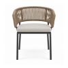YMX-L-022 Outdoor Tan Rope Armchair with Grey Cushion