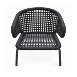 YMX-L-024 Outdoor Black Open-Weave Armchair front view
