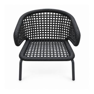 Outdoor Black Open-Weave Armchair