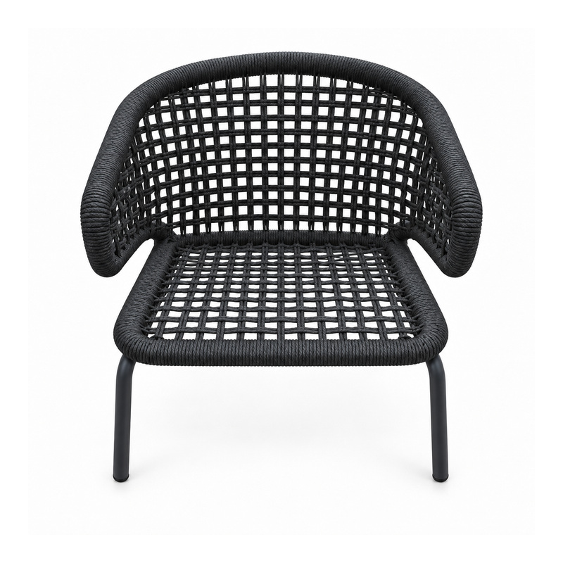 YMX-L-024 Outdoor Black Open-Weave Armchair