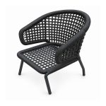 YMX-L-024 Outdoor Black Open-Weave Armchair right 45 view