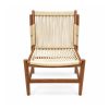 YMX-L-025 Outdoor Wood-Tone Frame White Rope Chair