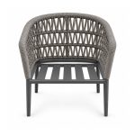 YMX-L-026 Outdoor Grey Geometric Woven Armchair front view