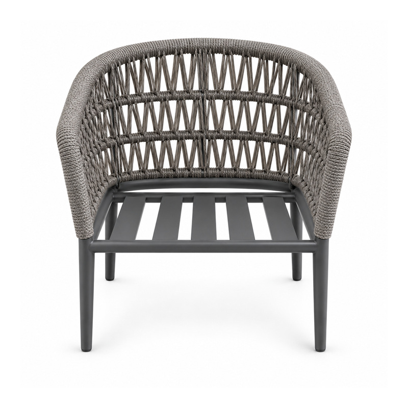 YMX-L-026 Outdoor Grey Geometric Woven Armchair