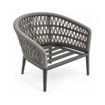YMX-L-026 Outdoor Grey Geometric Woven Armchair left 45 view