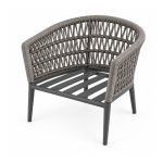 YMX-L-026 Outdoor Grey Geometric Woven Armchair right 45 view