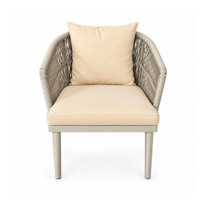 Outdoor Cream Rope Cushioned Armchair