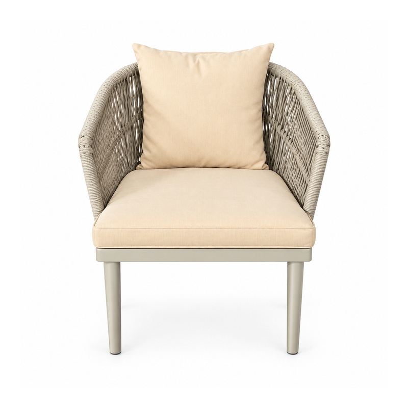 YMX-L-028 Outdoor Cream Rope Cushioned Armchair