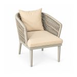 YMX-L-028 Outdoor Cream Rope Cushioned Armchair left 45 view