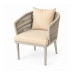 YMX-L-028 Outdoor Cream Rope Cushioned Armchair right 45 view