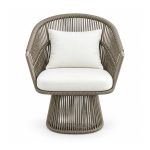 YMX-L-029 Outdoor Grey Rope Swivel Lounge Chair front view